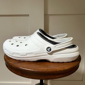 CROCS Men’s Shoes Classic Lined Dual Comfort Clogs WHITE Gray Size 12